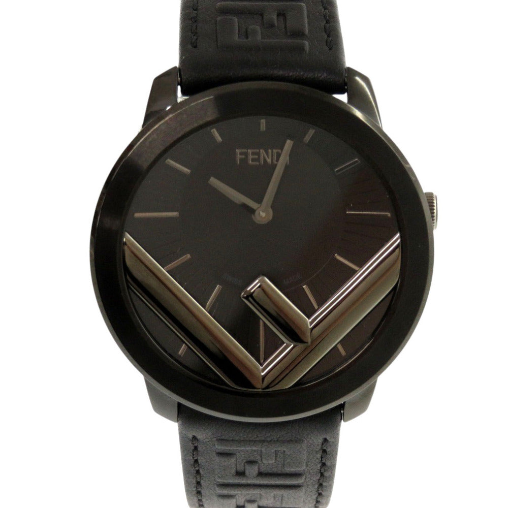 新品同様 フェンディ ラナウェイ 71000L レザー SS ブラック クオーツ 腕時計 黒文字盤 1531【中古】FENDI