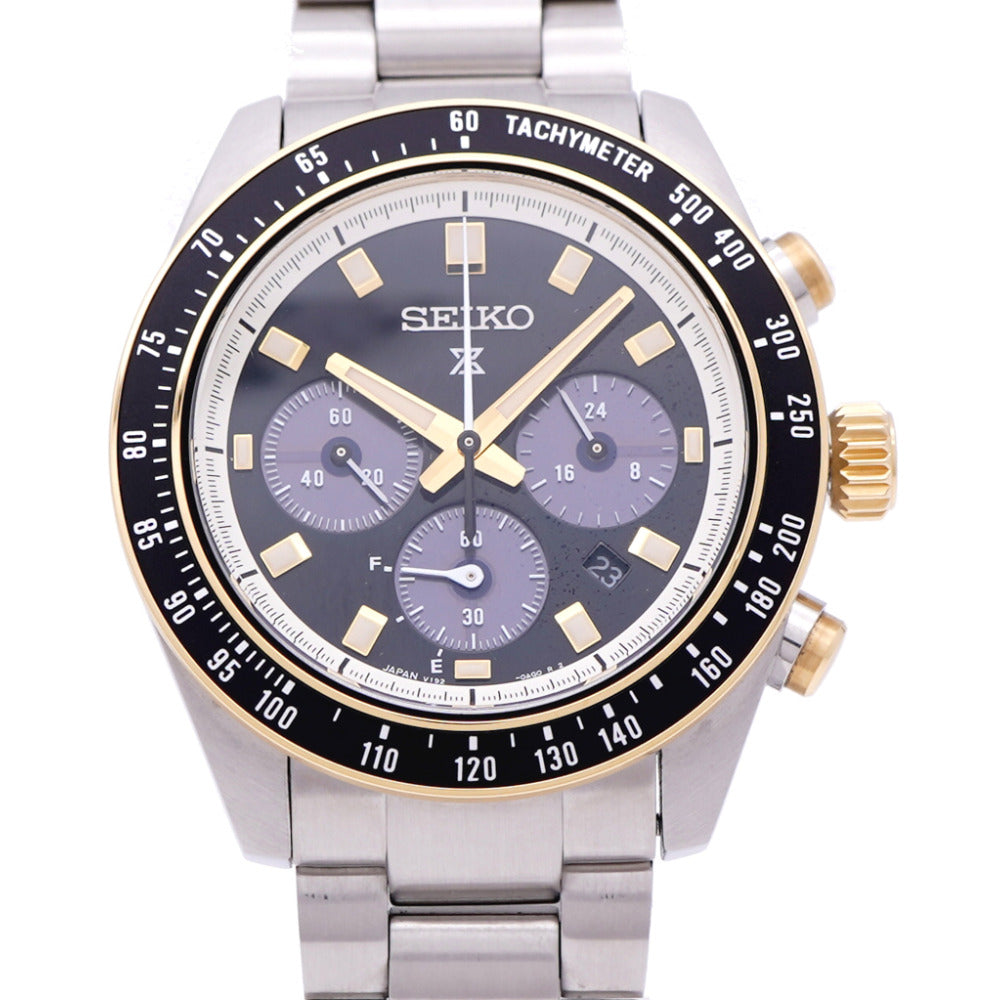 新品同様 セイコー プロスペックス スピードタイマー クロノグラフ SBDL113 / V192-0AH0 ソーラー 腕時計 SS ブラック 黒文字盤 1536【中古】SEIKO メンズ