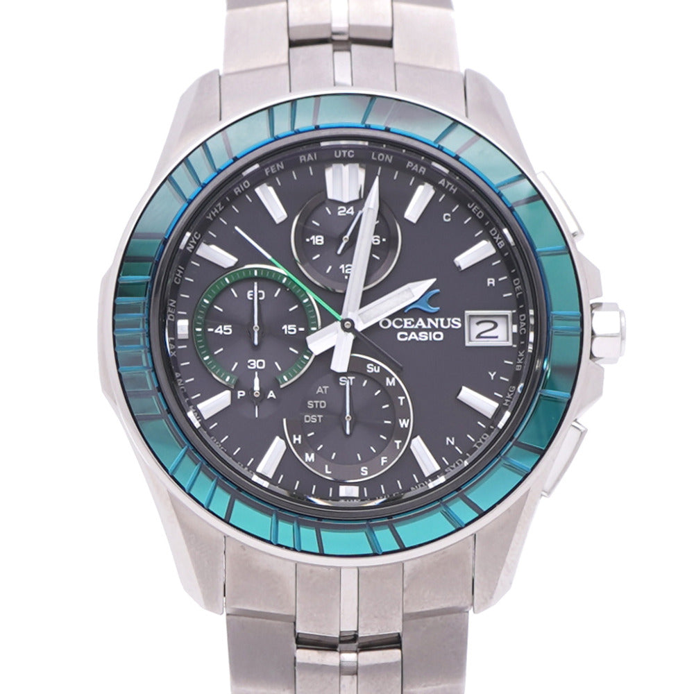 新品同様 カシオ オシアナス マンタ 20周年記念モデル SG-1AJR / OCW-S7000 ソーラー電波 腕時計 チタン ブラック 黒文字盤 1537【中古】CASIO メンズ