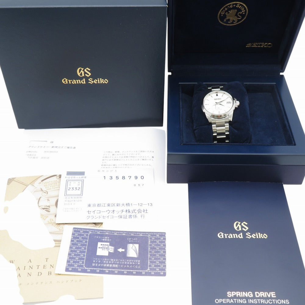 新品同様 セイコー グランドセイコー スプリングドライブ SBGA025 / 9R65-0AG1 パワーリザーブ 腕時計 SS ホワイト 白文字盤 1539【中古】SEIKO メンズ
