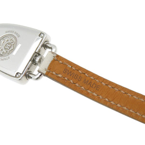 美品 エルメス ギャロップ ドゥ エルメス MM ダイヤベゼル GA1.130 クオーツ 腕時計 SS/ダイヤモンド/レザー ホワイト 白文字盤 1541【中古】HERMES レディース