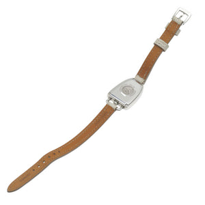 美品 エルメス ギャロップ ドゥ エルメス MM ダイヤベゼル GA1.130 クオーツ 腕時計 SS/ダイヤモンド/レザー ホワイト 白文字盤 1541【中古】HERMES レディース