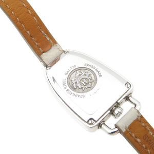 美品 エルメス ギャロップ ドゥ エルメス MM ダイヤベゼル GA1.130 クオーツ 腕時計 SS/ダイヤモンド/レザー ホワイト 白文字盤 1541【中古】HERMES レディース