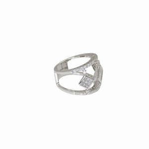 新品同様 K18WG ダイヤ1.31ct リング 指輪 ダイヤモンド/ホワイトゴールド 14号 ジュエリー 1548【中古】レディース