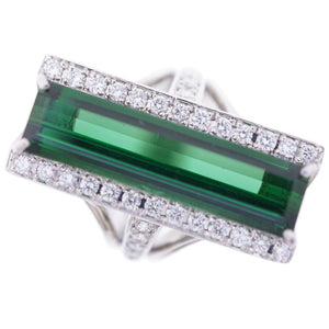 新品同様 グリーントルマリン9.12ct / ダイヤ0.68ct Pt900 リング 指輪 ダイヤモンド 12号 緑 ジュエリー 1549【中古】レディース