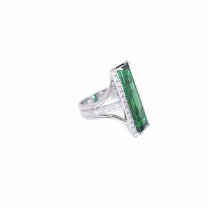 新品同様 グリーントルマリン9.12ct / ダイヤ0.68ct Pt900 リング 指輪 ダイヤモンド 12号 緑 ジュエリー 1549【中古】レディース