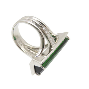 新品同様 グリーントルマリン9.12ct / ダイヤ0.68ct Pt900 リング 指輪 ダイヤモンド 12号 緑 ジュエリー 1549【中古】レディース
