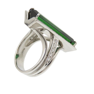 新品同様 グリーントルマリン9.12ct / ダイヤ0.68ct Pt900 リング 指輪 ダイヤモンド 12号 緑 ジュエリー 1549【中古】レディース