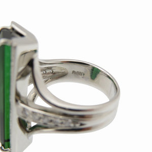 新品同様 グリーントルマリン9.12ct / ダイヤ0.68ct Pt900 リング 指輪 ダイヤモンド 12号 緑 ジュエリー 1549【中古】レディース