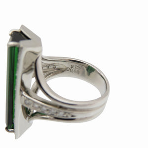 新品同様 グリーントルマリン9.12ct / ダイヤ0.68ct Pt900 リング 指輪 ダイヤモンド 12号 緑 ジュエリー 1549【中古】レディース