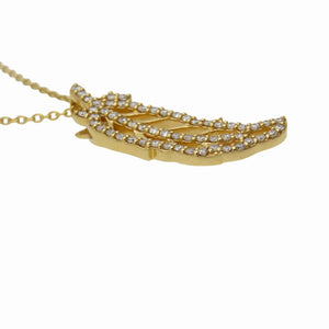 美品 ヨン シンボル フェザー S ペンダント ネックレス K10YG LGD 0.43ct イエローゴールド/ラボグロウンダイヤモンド ゴールド ジュエリー 1552【中古】YON