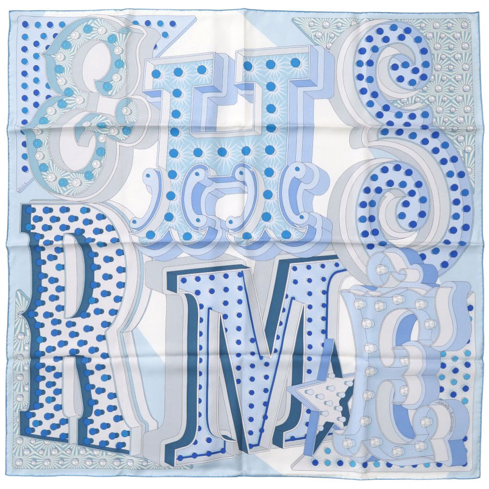 新品同様 エルメス カレ90 エルメス エレクトリック シルク ブルー スカーフ 1559【中古】HERMES