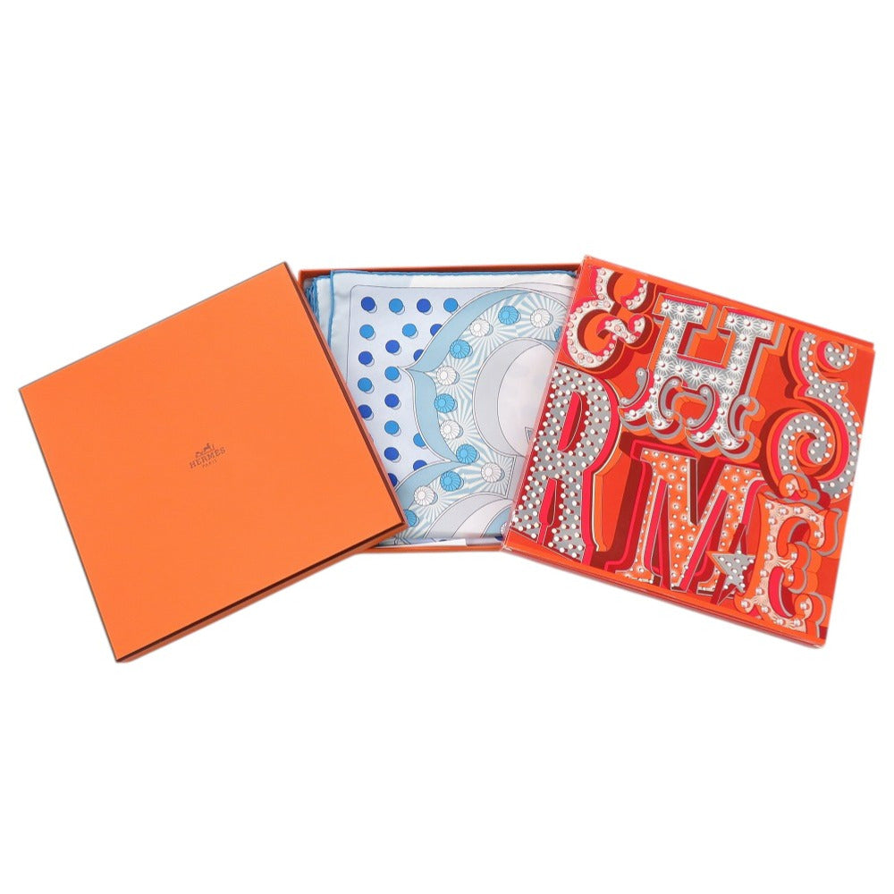 新品同様 エルメス カレ90 エルメス エレクトリック シルク ブルー スカーフ 1559【中古】HERMES