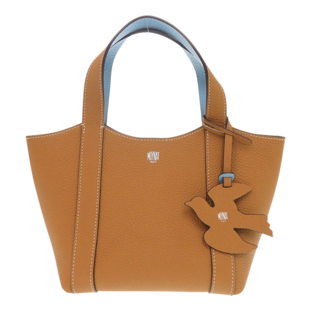 未使用 モワナ デュオトート チャーム付き バイカラー レザー ブラウン ハンドバッグ 1563【中古】MOYNAT