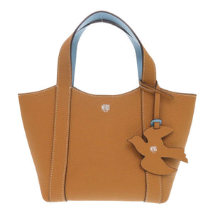 未使用 モワナ デュオトート チャーム付き バイカラー レザー ブラウン ハンドバッグ 1563【中古】MOYNAT