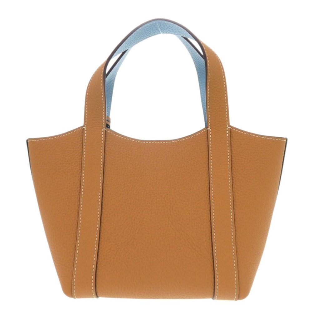 未使用 モワナ デュオトート チャーム付き バイカラー レザー ブラウン ハンドバッグ 1563【中古】MOYNAT