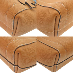 未使用 モワナ デュオトート チャーム付き バイカラー レザー ブラウン ハンドバッグ 1563【中古】MOYNAT