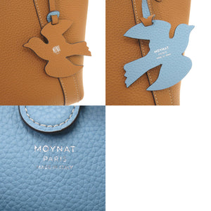 未使用 モワナ デュオトート チャーム付き バイカラー レザー ブラウン ハンドバッグ 1563【中古】MOYNAT