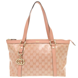 美品 グッチ GGクリスタル 141470 コーティングキャンバス ピンク ハンドバッグ 1635【中古】GUCCI