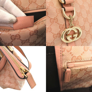 美品 グッチ GGクリスタル 141470 コーティングキャンバス ピンク ハンドバッグ 1635【中古】GUCCI