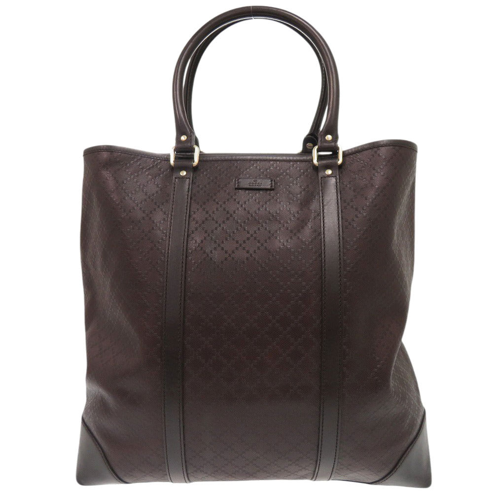 美品 グッチ ディアマンテ 223668 レザー ダークブラウン トートバッグ ビジネスバッグ 1636【中古】GUCCI メンズ