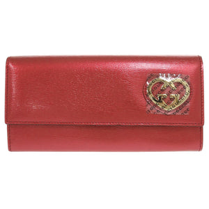 未使用品 グッチ ラブリーハート 245728 パテントレザー レッド 長財布 1652【中古】GUCCI