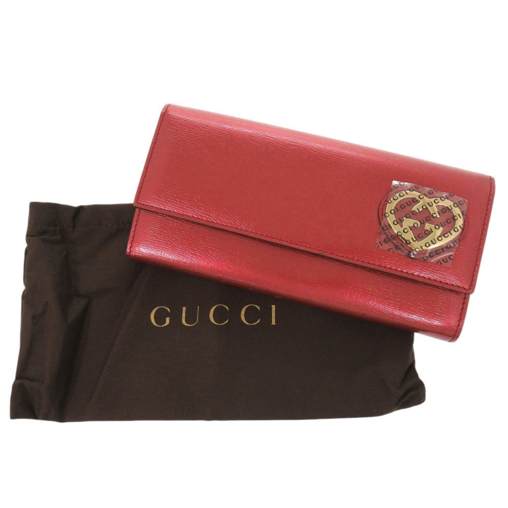 未使用品 グッチ ラブリーハート 245728 パテントレザー レッド 長財布 1652【中古】GUCCI