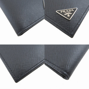 未使用 プラダ 三角プレート 2MC101 サフィアーノレザー ネイビー 紺 カードケース 1654【中古】PRADA