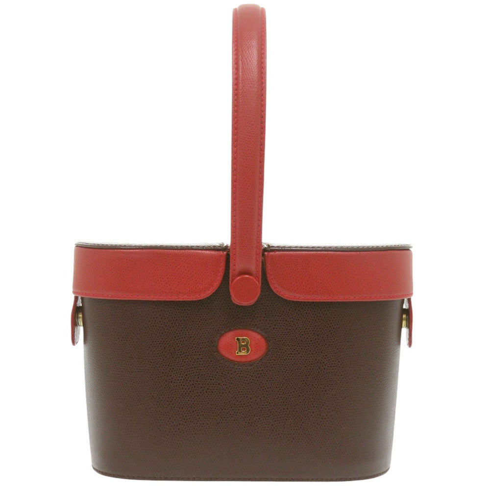 美品 バリー バニティ アクセサリーポーチ レザー ブラウン/レッド ハンドバッグ 茶/赤 1678【中古】BALLY