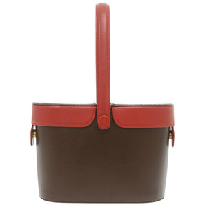 美品 バリー バニティ アクセサリーポーチ レザー ブラウン/レッド ハンドバッグ 茶/赤 1678【中古】BALLY