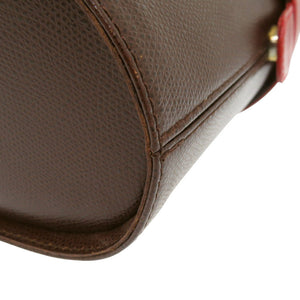 美品 バリー バニティ アクセサリーポーチ レザー ブラウン/レッド ハンドバッグ 茶/赤 1678【中古】BALLY