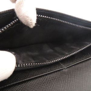 新品同様 プラダ サフィアーノ 2MV836 二つ折り長財布 レザー ブラック ミメティック 黒 1689【中古】PRADA