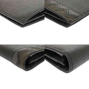 新品同様 プラダ サフィアーノ 2MV836 二つ折り長財布 レザー ブラック ミメティック 黒 1689【中古】PRADA