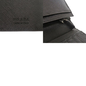 新品同様 プラダ サフィアーノ 2MV836 二つ折り長財布 レザー ブラック ミメティック 黒 1689【中古】PRADA