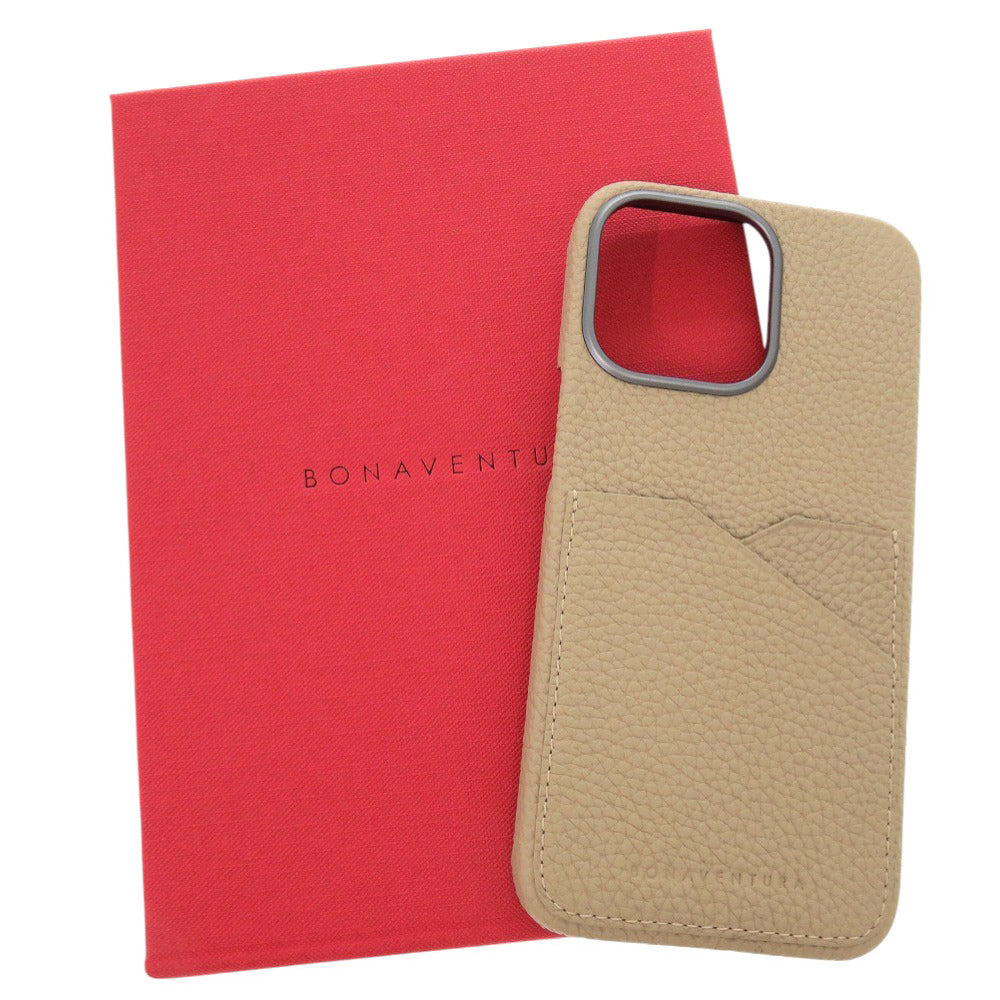 新品同様 ボナベンチュラ iPhone 15 pro max用 バックカバーケース ボッタラートレザー グレージュ iPhoneケース スマホケース 1703【中古】BONAVENTURA