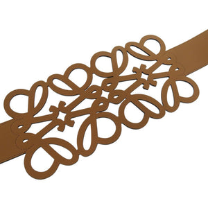 新品同様 ロエベ アナグラム Anagram ウエストベルト カットアウト レザー ブラウン 1704【中古】LOEWE