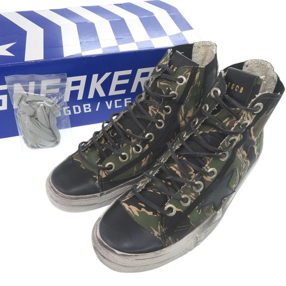 未使用品 ゴールデングース V-STAR スニーカー G26U638.C7 迷彩 カモフラ レザー コットン マルチカラー メンズ 1735【中古】GOLDEN GOOSE
