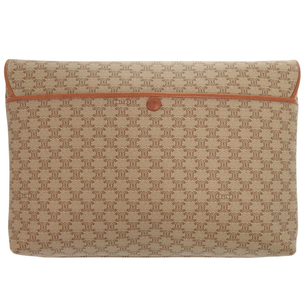 セリーヌ マカダム PVC/レザー ベージュ ショルダーバッグ 0023【中古】CELINE