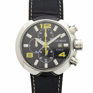 ロックマン REF420 SS/型押しレザー/ラバー クオーツ ブラック イエロー 腕時計 黒 0030【中古】LOCMAN