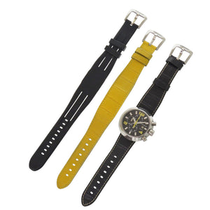 ロックマン REF420 SS/型押しレザー/ラバー クオーツ ブラック イエロー 腕時計 黒 0030【中古】LOCMAN