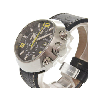 ロックマン REF420 SS/型押しレザー/ラバー クオーツ ブラック イエロー 腕時計 黒 0030【中古】LOCMAN