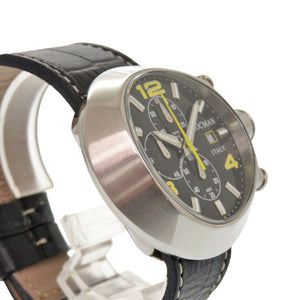 ロックマン REF420 SS/型押しレザー/ラバー クオーツ ブラック イエロー 腕時計 黒 0030【中古】LOCMAN