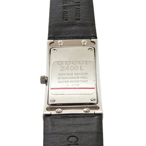 美品 グッチ 2400L SS レザー ブラック シルバー クオーツ 腕時計 0032【中古】GUCCI