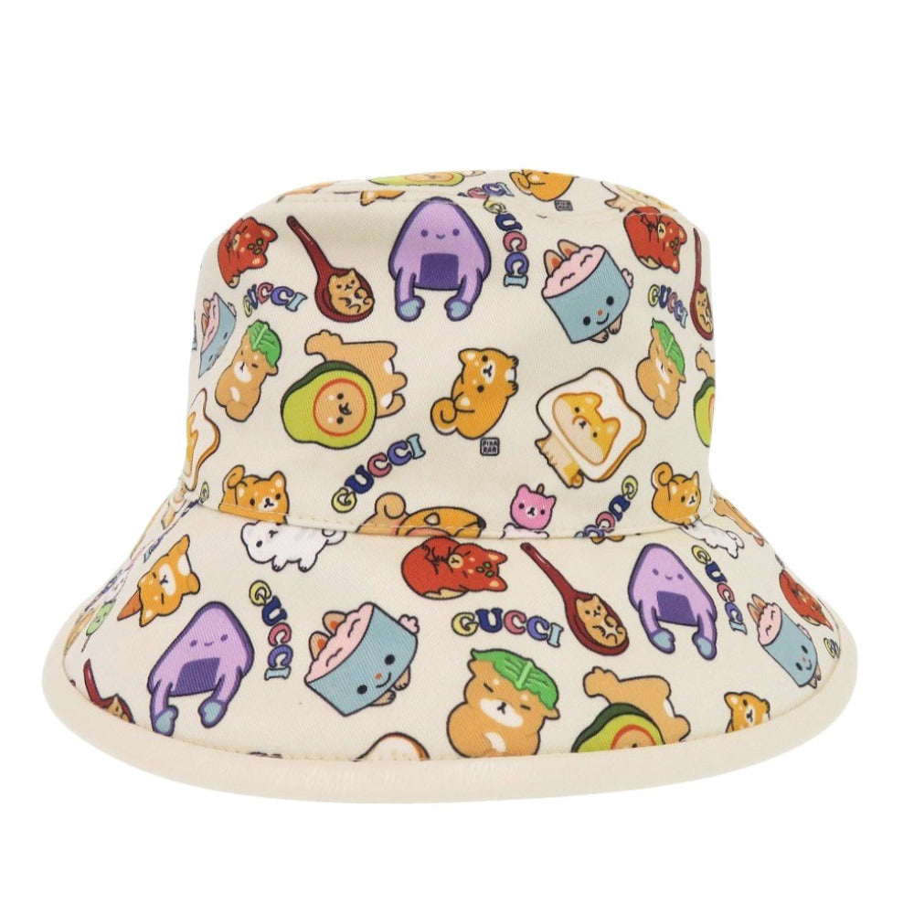 新品同様 グッチ Pikarar KAWAII 736960 4HAX1 9278 バケットハット コットン ライトベージュ 帽子 0033【中古】GUCCI