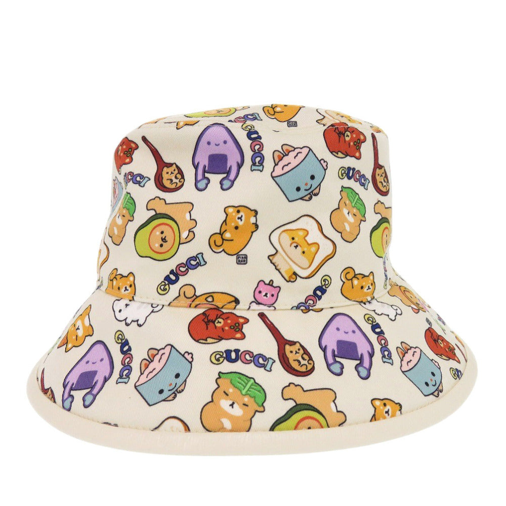 新品同様 グッチ Pikarar KAWAII 736960 4HAX1 9278 バケットハット コットン ライトベージュ 帽子 0033【中古】GUCCI