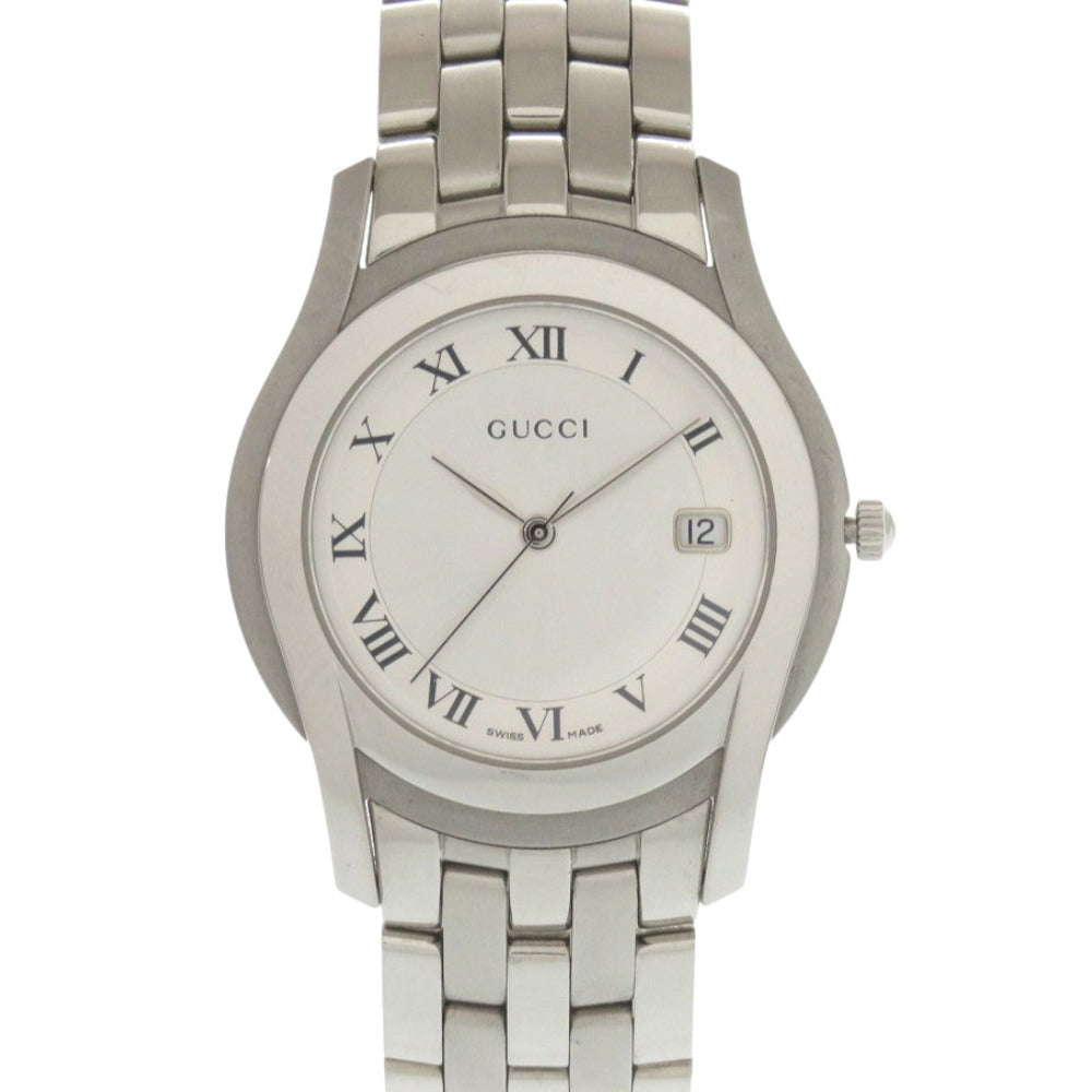 美品 グッチ Gクラス デイト 5500M SS シルバー クオーツ 腕時計 0033【中古】GUCCI