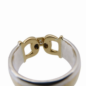 美品 エルメス K18YG/シルバー925 ダイヤモンド リング 指輪 18KG 750 イエローゴールド/925/ダイヤ 12号 サイズ約12号 ジュエリー 0046【中古】HERMES レディース