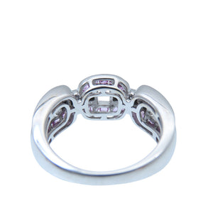 ピンクサファイア0.47ct / ブラックダイヤ 0.14ct K18WG リング 指輪 ホワイトゴールド/サファイア/ダイヤモンド 10号 0051【中古】