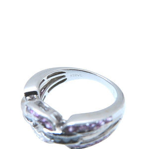 ピンクサファイア0.47ct / ブラックダイヤ 0.14ct K18WG リング 指輪 ホワイトゴールド/サファイア/ダイヤモンド 10号 0051【中古】