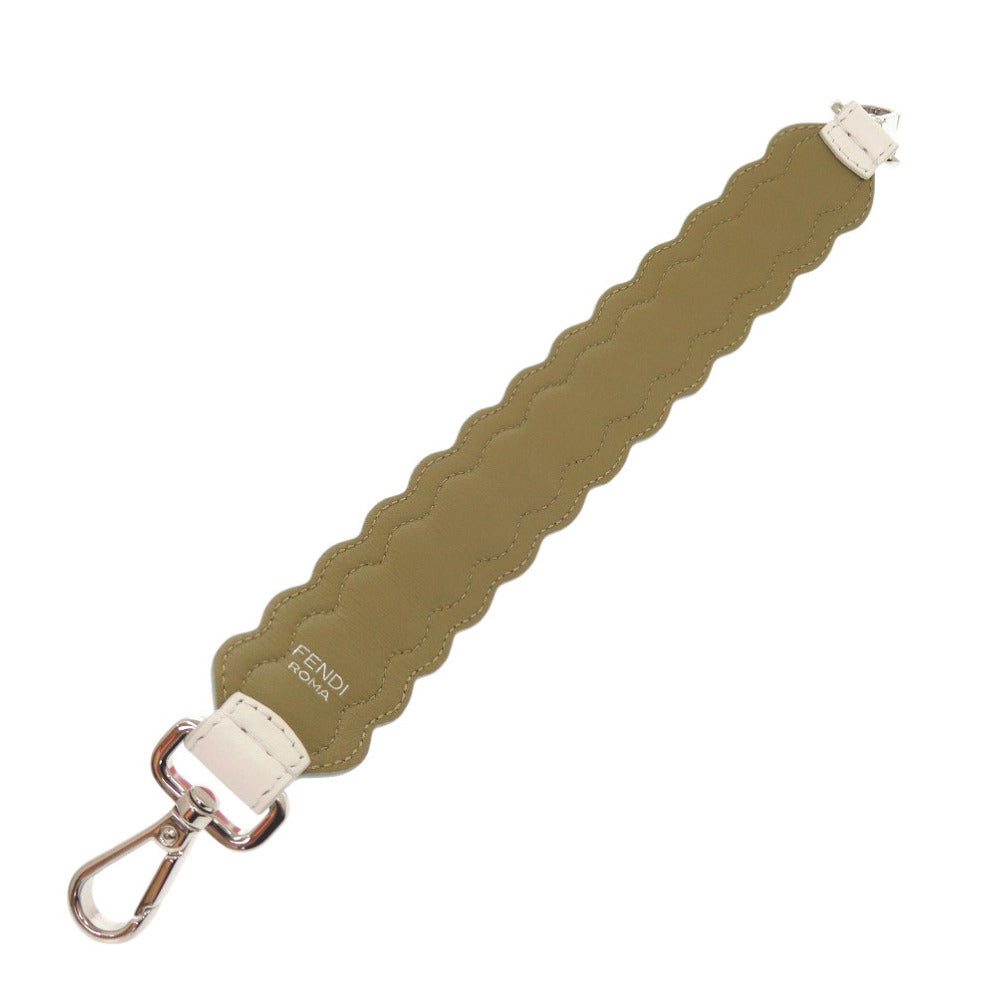 美品 フェンディ ストラップユー ミニ レザー ピンク ホワイト ショルダーストラップ 0079【中古】FENDI